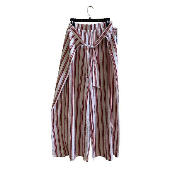 lStriped Wrap Tie Palazzo Pants By Rewash White & Red Womens Size xl - Picture 2 of 4
